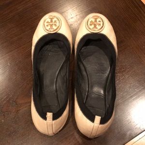 Cream and black Tory Burch flats